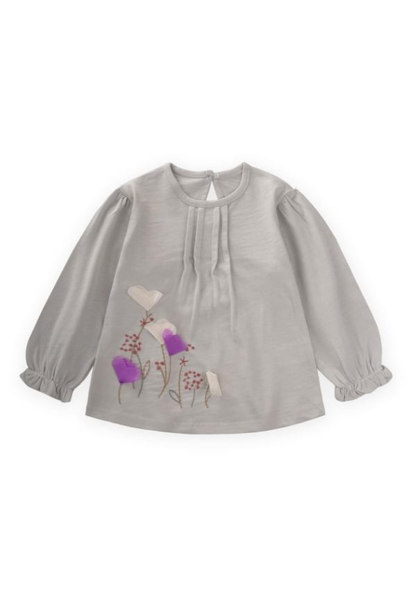 Flower Embroidered Long Sleeve T-Shirt for Ages 1-7