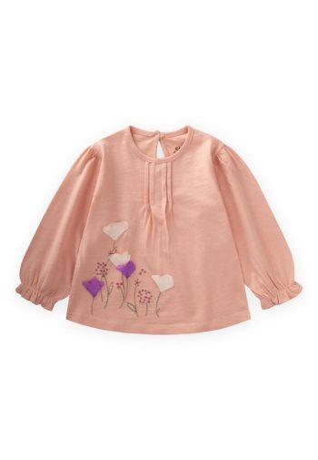 Flower Embroidered Long Sleeve T-Shirt for Ages 1-7