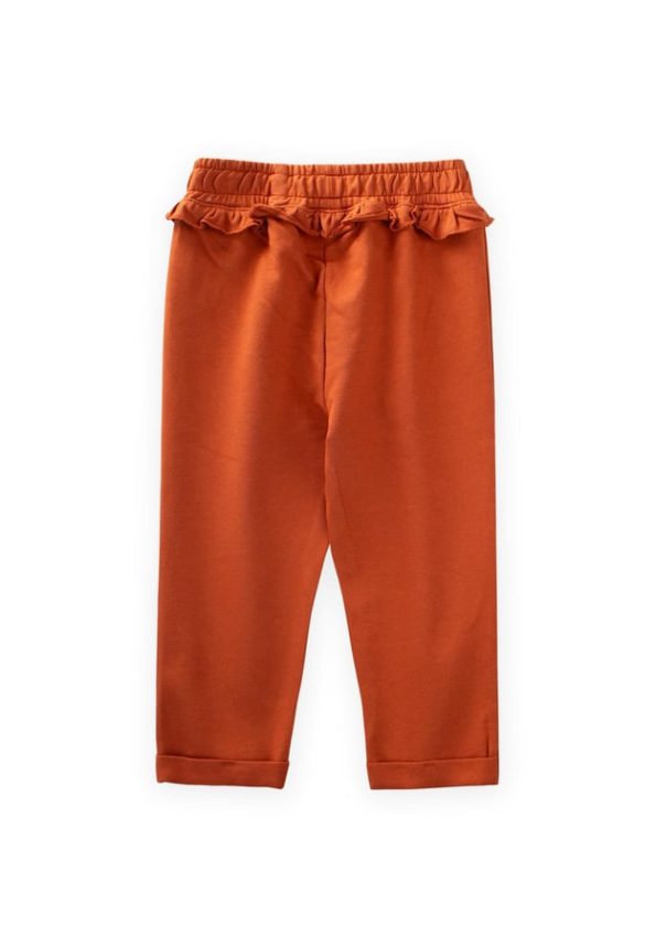 Ruffled Tracksuit for Ages 1-5 in Terracotta