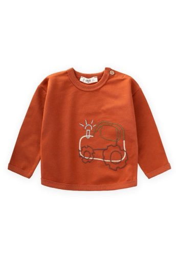 Tractor Embroidered Sweatshirt for Ages 0-4 in Terracotta