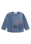 Tractor Embroidered Sweatshirt for Ages 0-4 Indigo Blue