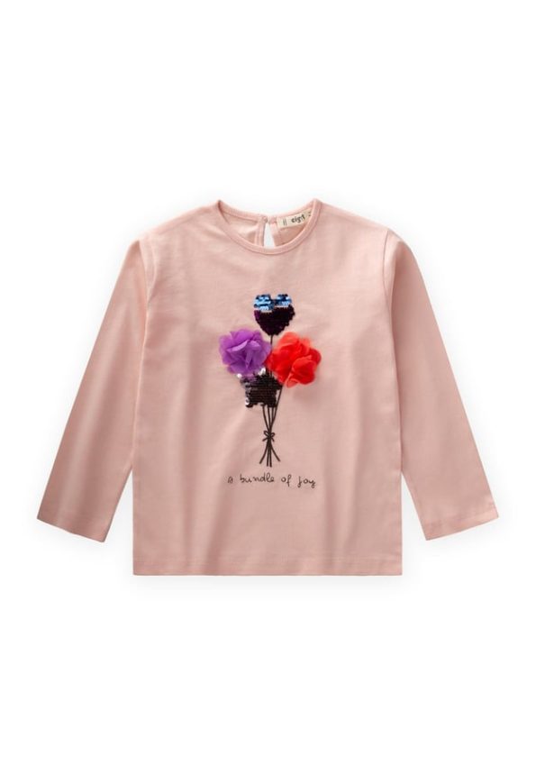 Sequin Long Sleeve T-Shirt for Ages 3-10 in Dusty Pink