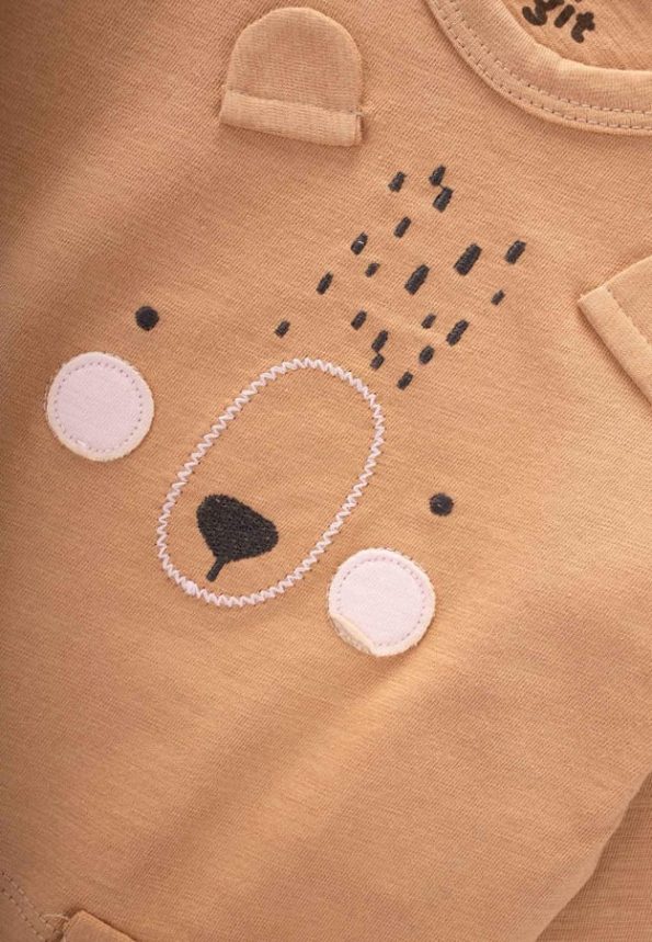 Animal Appliqué Long Sleeve T-Shirt Set for Ages 0-4 Camel