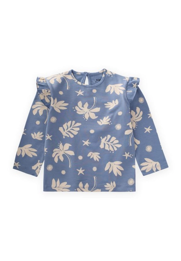 Patterned Long Sleeve T-Shirt for Ages 2-10 Blue