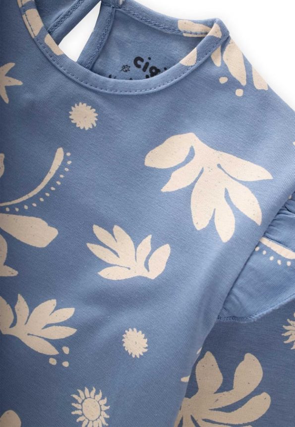 Patterned Long Sleeve T-Shirt for Ages 2-10 Blue