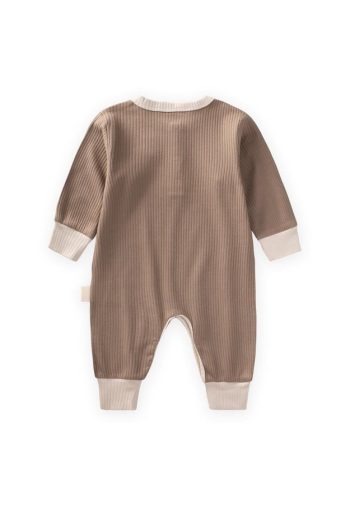 Piped Detail Romper for Ages 0-2 in Mink