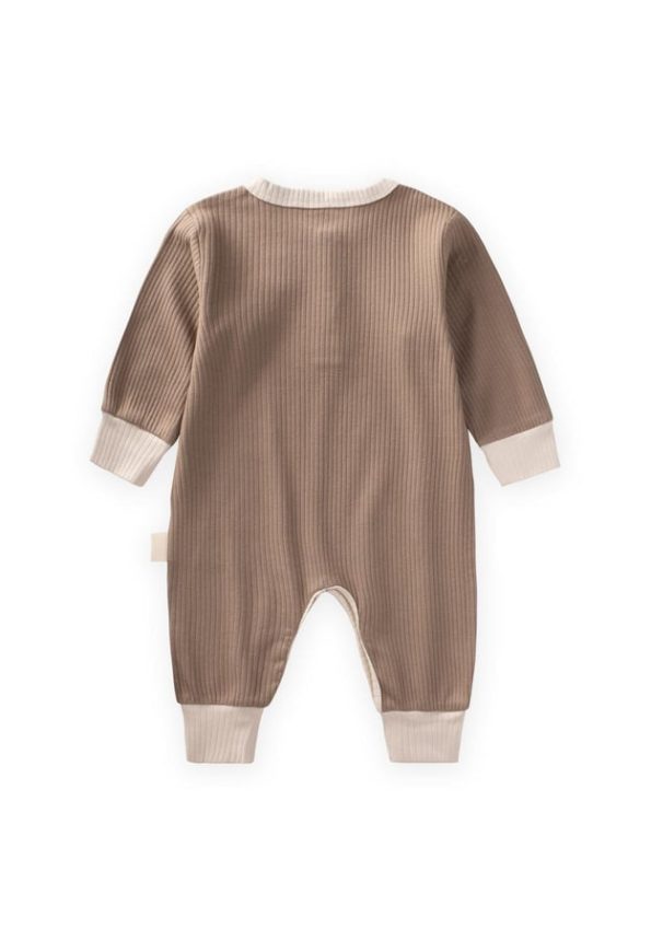 Piped Detail Romper for Ages 0-2 in Mink