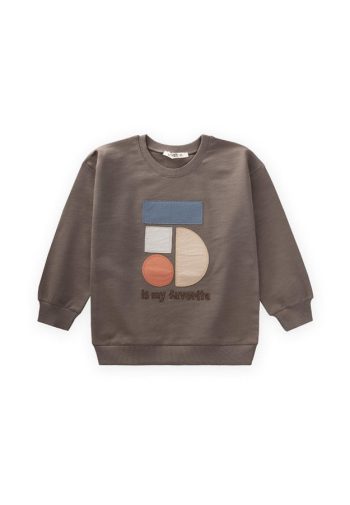 Geometric Appliqué Sweatshirt for Ages 2-7 - Mink