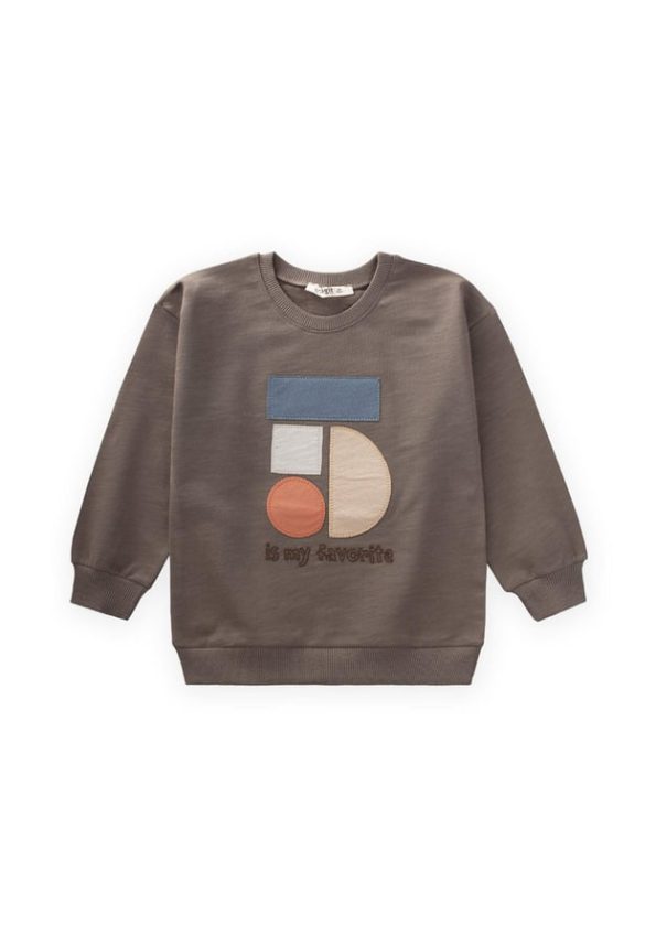 Geometric Appliqué Sweatshirt for Ages 2-7 - Mink