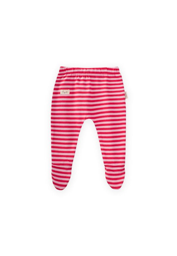Baby Pants with Feet 0-6 Months Pink Coral Striped