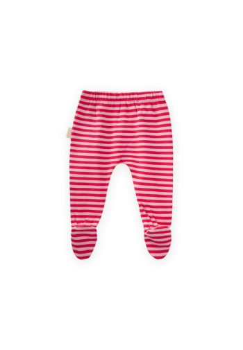 Baby Pants with Feet 0-6 Months Pink Coral Striped