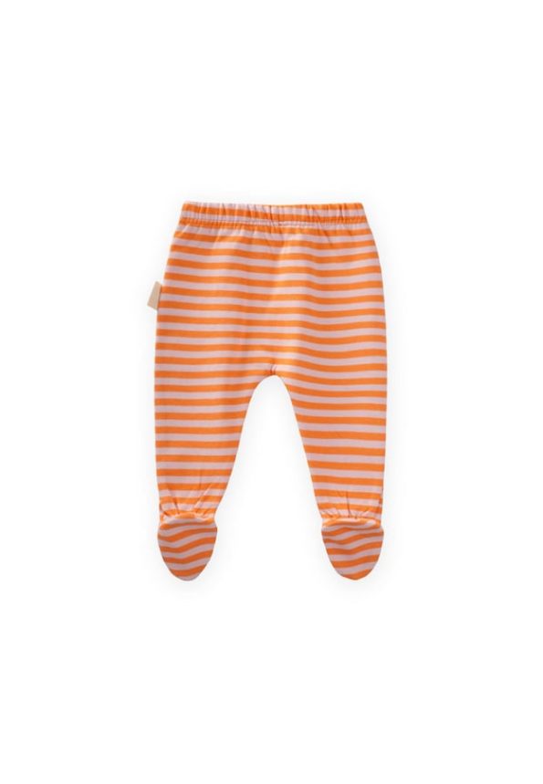 Baby Pants with Feet 0-6 Months Dusty Peach Striped