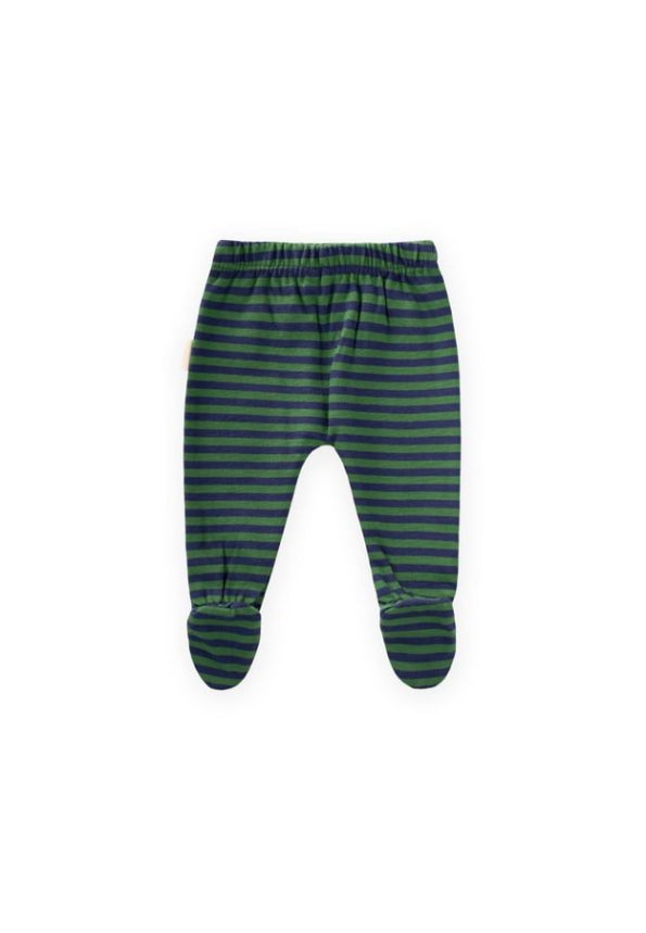 Striped Baby Pants with Feet 0-6 Months in Olive Navy