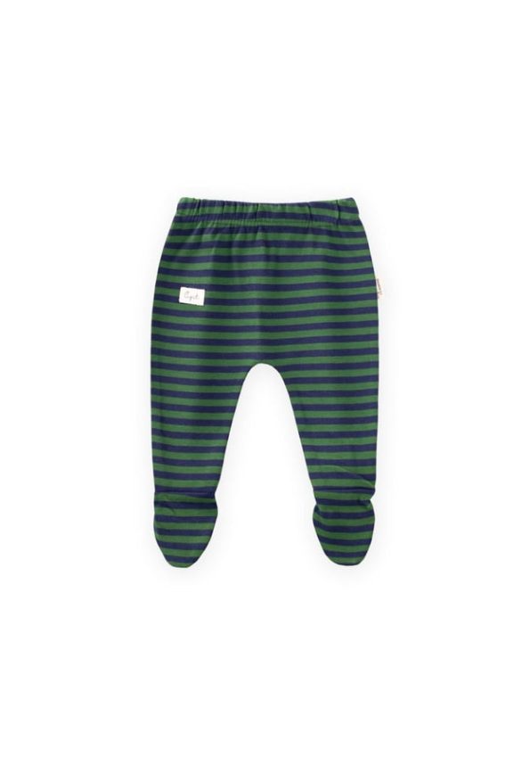 Striped Baby Pants with Feet 0-6 Months in Olive Navy