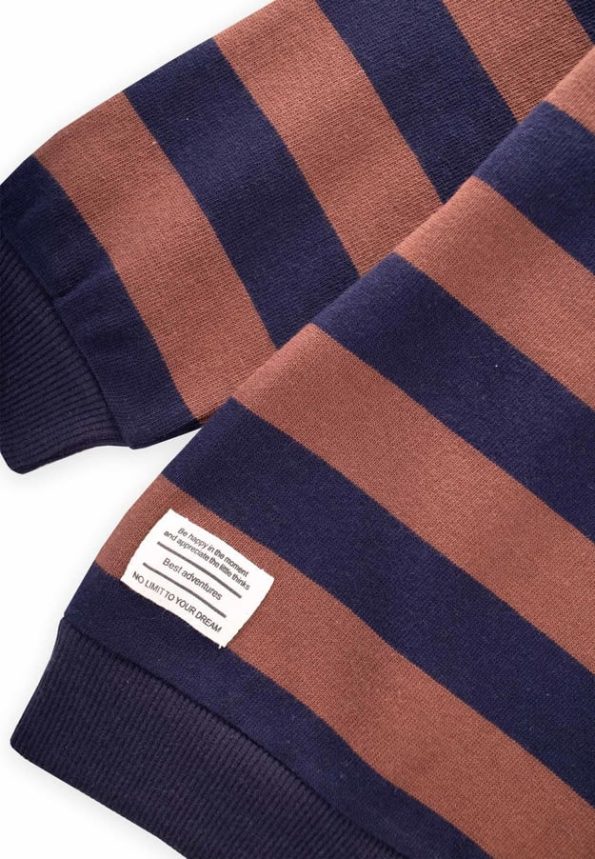 Striped Knit Sweatshirt for Ages 2-12 Navy Brown