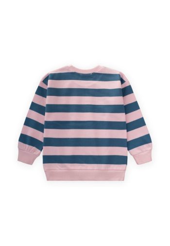 Striped Knit Sweatshirt for Ages 2-12 in Blue and Powder Pink
