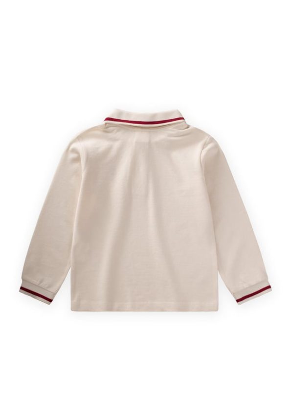 Long Sleeve Polo Collar T-Shirt for Ages 2-10 in Cream