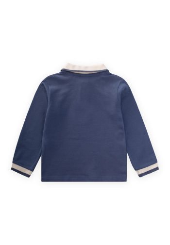 Long Sleeve Polo Collar T-Shirt for Ages 2-14 Indigo Blue