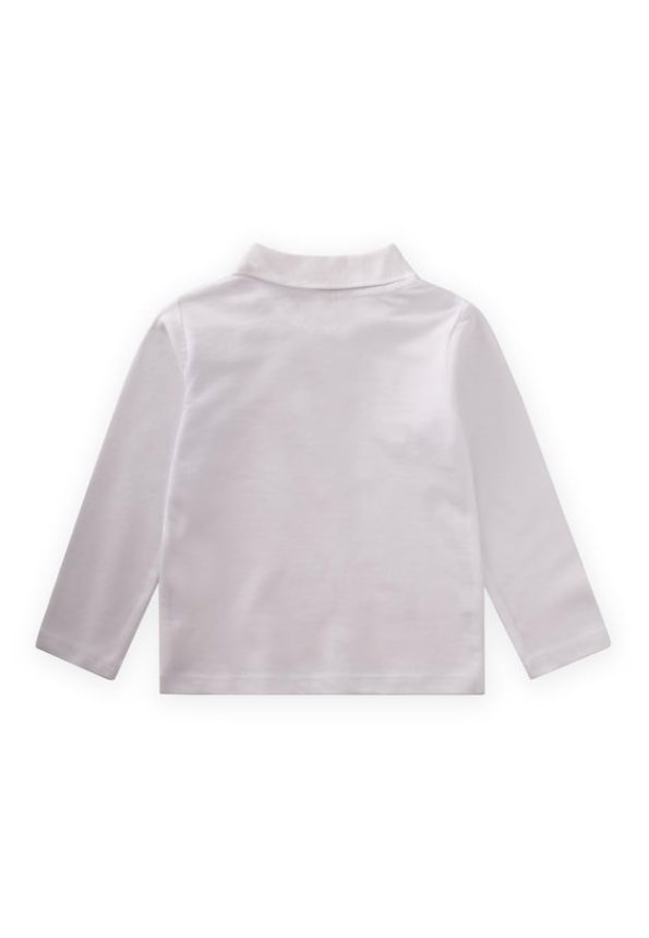 Long Sleeve Polo Collar T-Shirt for Ages 2-14 Off-White