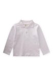Long Sleeve Polo Collar T-Shirt for Ages 2-14 Off-White