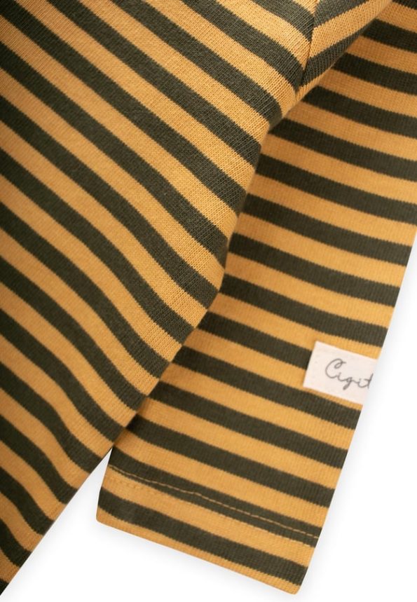 Striped Knit Jumpsuit for Ages 0-3 Mustard Olive