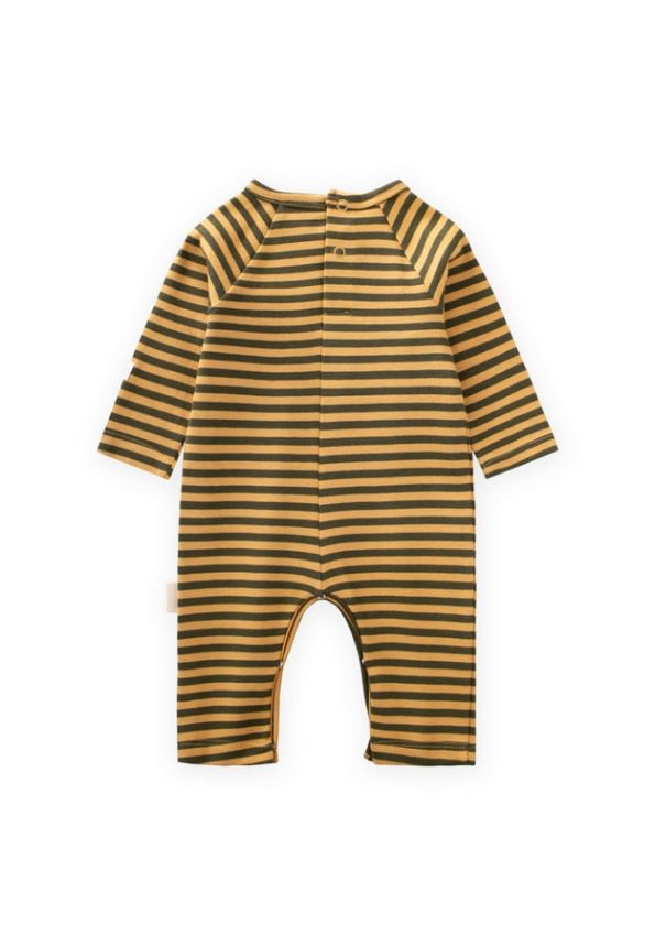 Striped Knit Jumpsuit for Ages 0-3 Mustard Olive