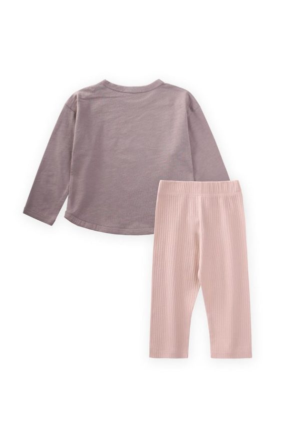 Long Sleeve Printed T-Shirt Set for Ages 1-5 Copper