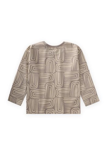 Long Sleeve Patterned T-Shirt for Ages 3-12 Beige