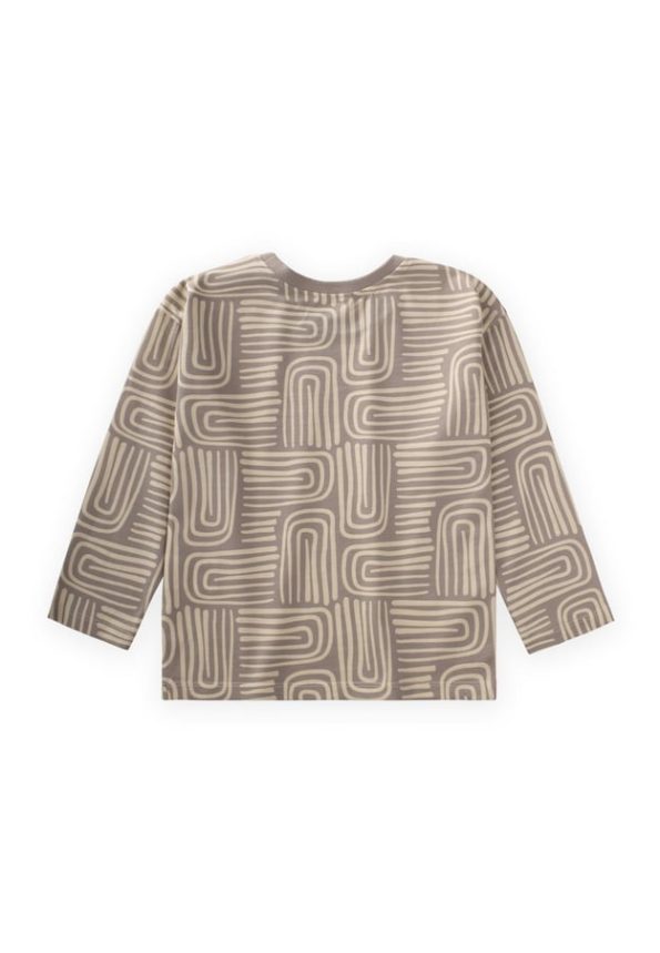 Long Sleeve Patterned T-Shirt for Ages 3-12 Beige