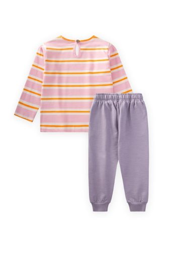 Striped Long Sleeve T-Shirt Set for Ages 2-12 Pink Orange Stripes