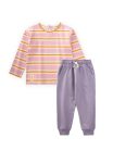 Striped Long Sleeve T-Shirt Set for Ages 2-12 Pink Orange Stripes