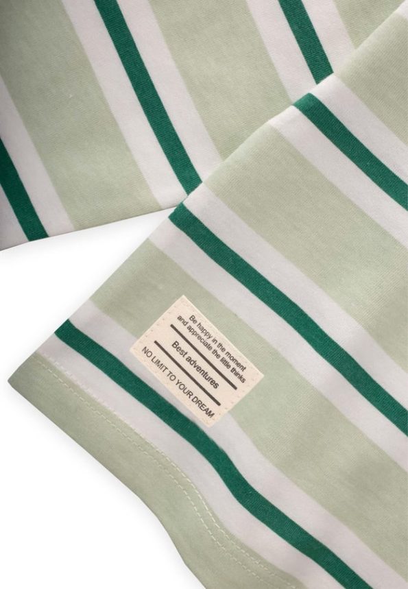Striped Long Sleeve T-Shirt Set for Ages 2-12 Mint Green Stripes