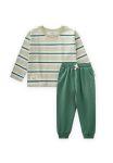 Striped Long Sleeve T-Shirt Set for Ages 2-12 Mint Green Stripes