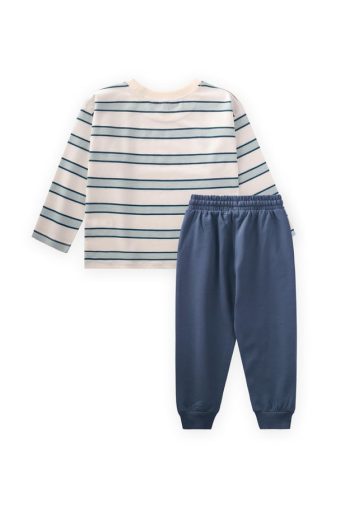 Striped Long Sleeve T-Shirt Set for Ages 2-12 in Blue and Navy