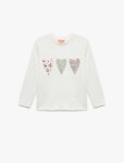 Girls' Cotton Long Sleeve Appliqué Detail T-Shirt