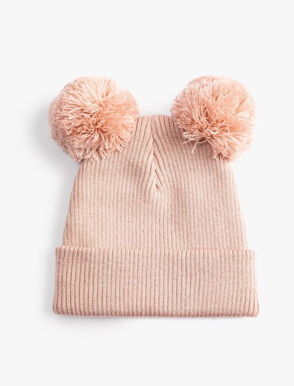 Girls' Pom-Pom Knit Beanie