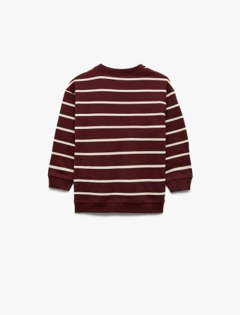 Girls' Long Sleeve Striped Sweatshirt with Bear Print
