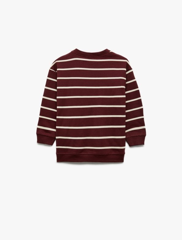 Girls' Long Sleeve Striped Sweatshirt with Bear Print