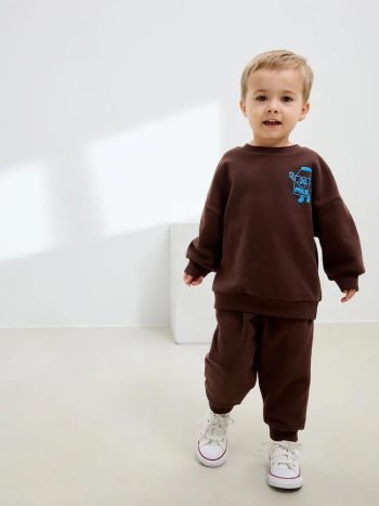 Boys' Cotton Brown Choco Milk Printed Tracksuit - Comfortable Everyday Style