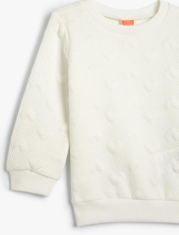 Girls' Baby Basic Textured Sweatshirt with Round Neck and Long Sleeves