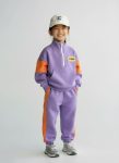 Unisex Kids Cotton Lilac Orange Cool Printed Tracksuit Set