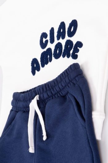 Baby Cotton Navy Ciao Amore Sweatshirt and Gray Tracksuit Set - Comfortable Daily Style