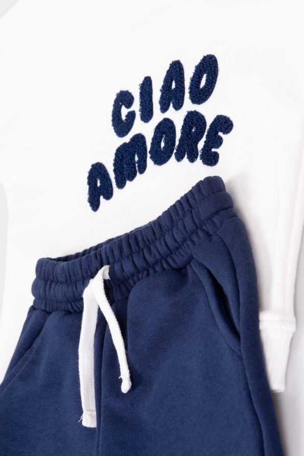 Baby Cotton Navy Ciao Amore Sweatshirt and Gray Tracksuit Set - Comfortable Daily Style