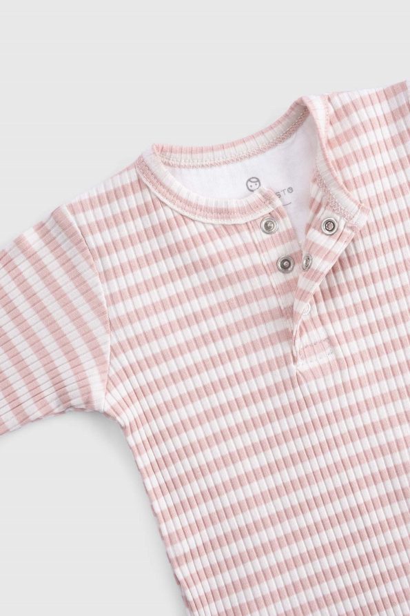 Adjustable Snaps Modal Baby Bodysuit Long Sleeve Pink