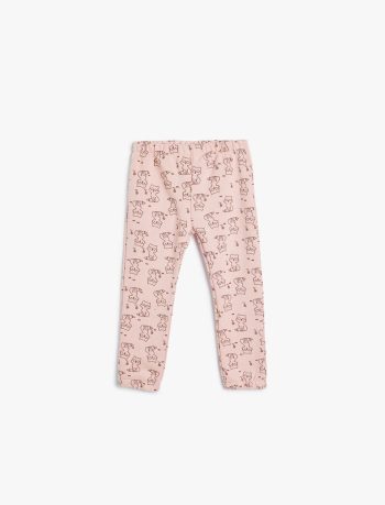 Girls' Baby Jogger Sweatpants with Elastic Waistband and Fox Print