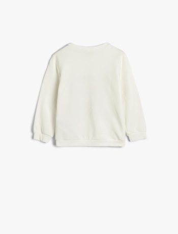 Girls' Baby Sweatshirt with Bear Print and Long Sleeves