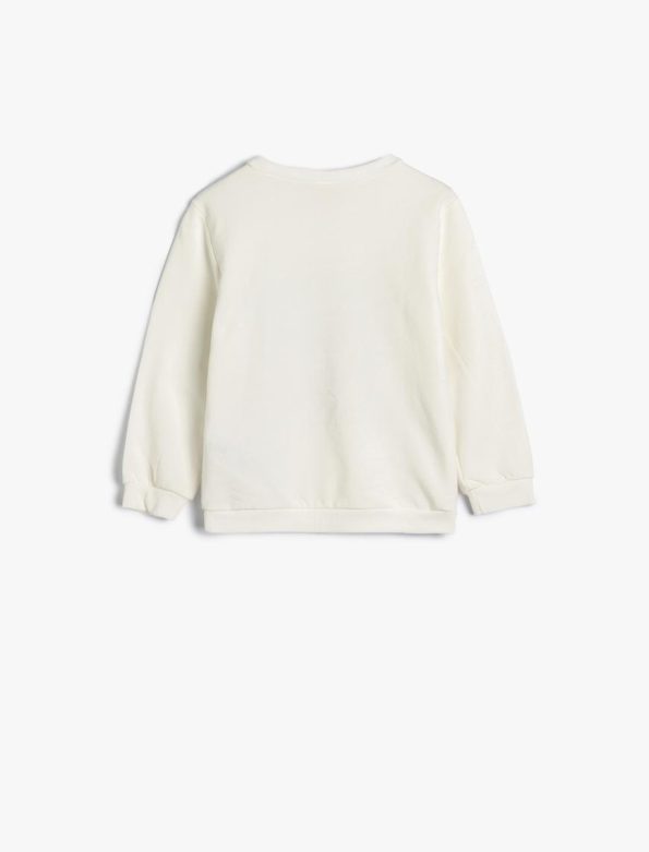 Girls' Baby Sweatshirt with Bear Print and Long Sleeves