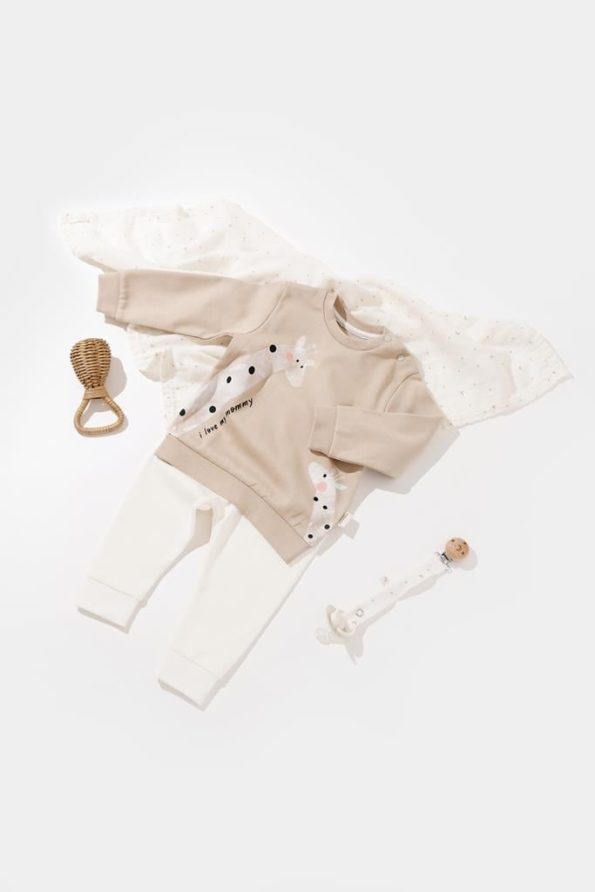 Baby Cotton Giraffe Print Sweatshirt and Jogger Set