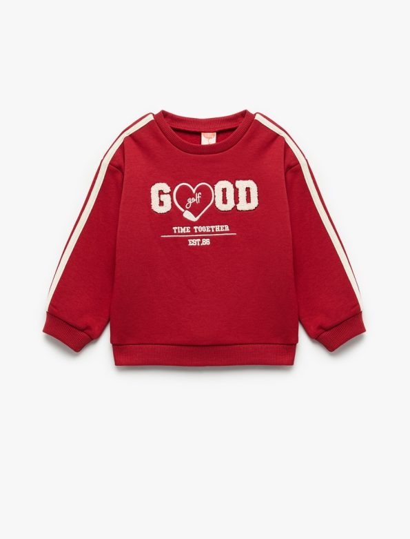 Girls' Long Sleeve Fleece Lined Embroidered Sweatshirt