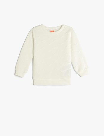 Girls' Basic Long Sleeve Sweatshirt with Heart Detail